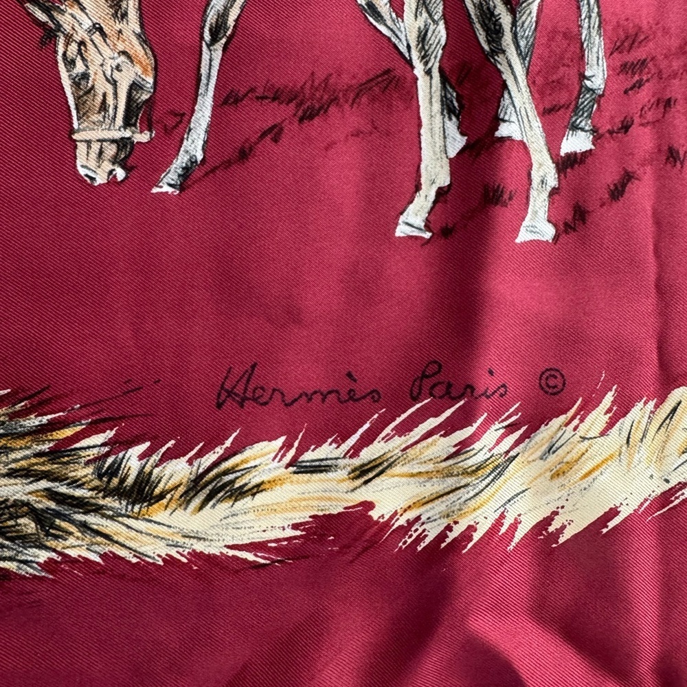 HERMES Les Poulains Equestrian Horses Silk Scarf Xavier de Poret VGUC - Picture 3 of 7